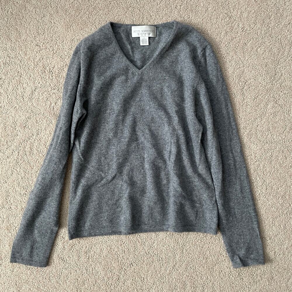 NWT Petite Sophisticate Women's 100% Cashmere Sweater gray